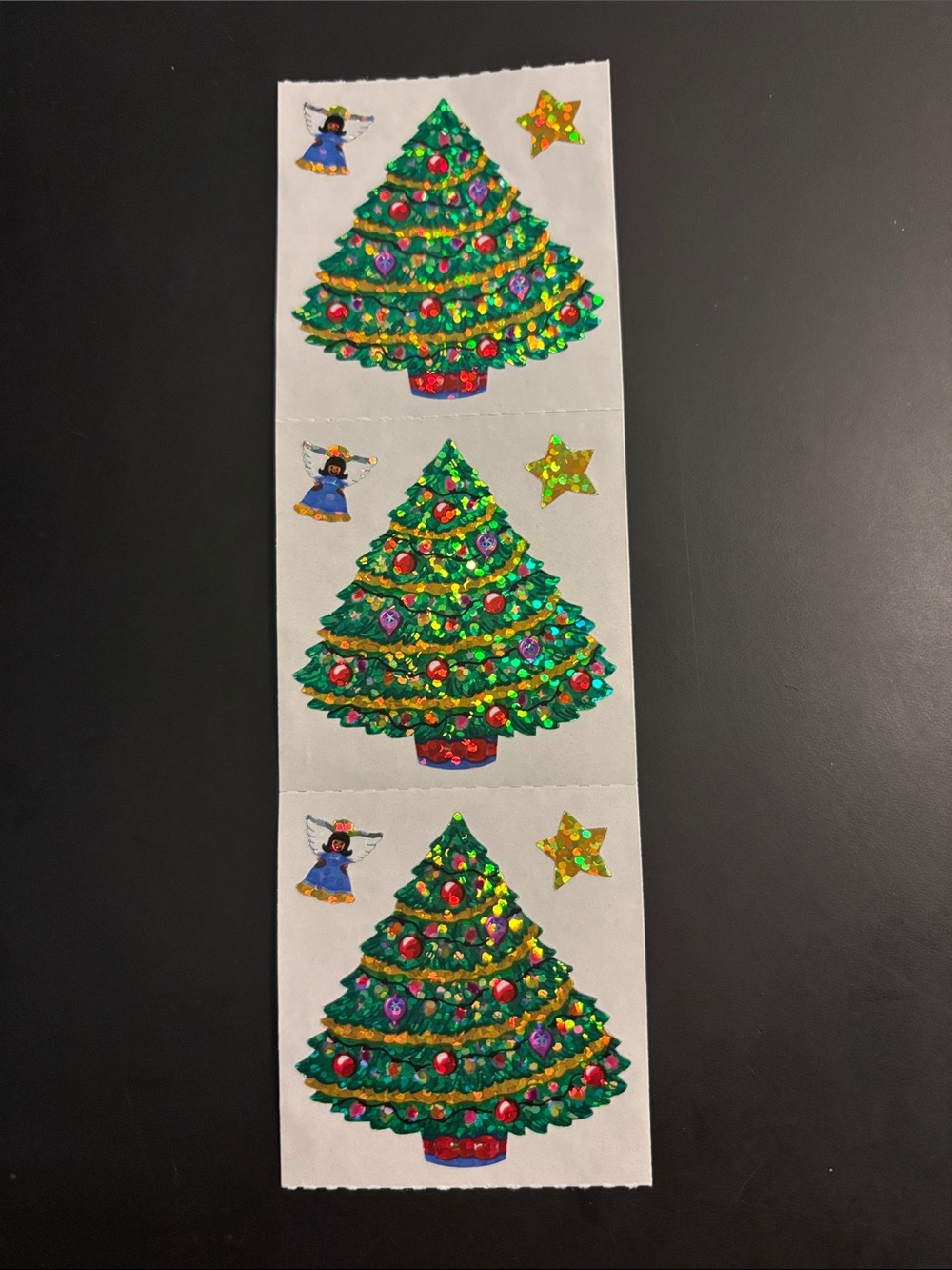 Vintage 80’s/ 90’s SandyLion Prismatic Christmas Stickers Strip